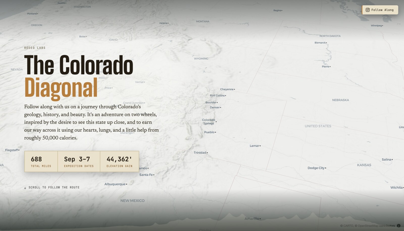 The Colorado Diagonal route map